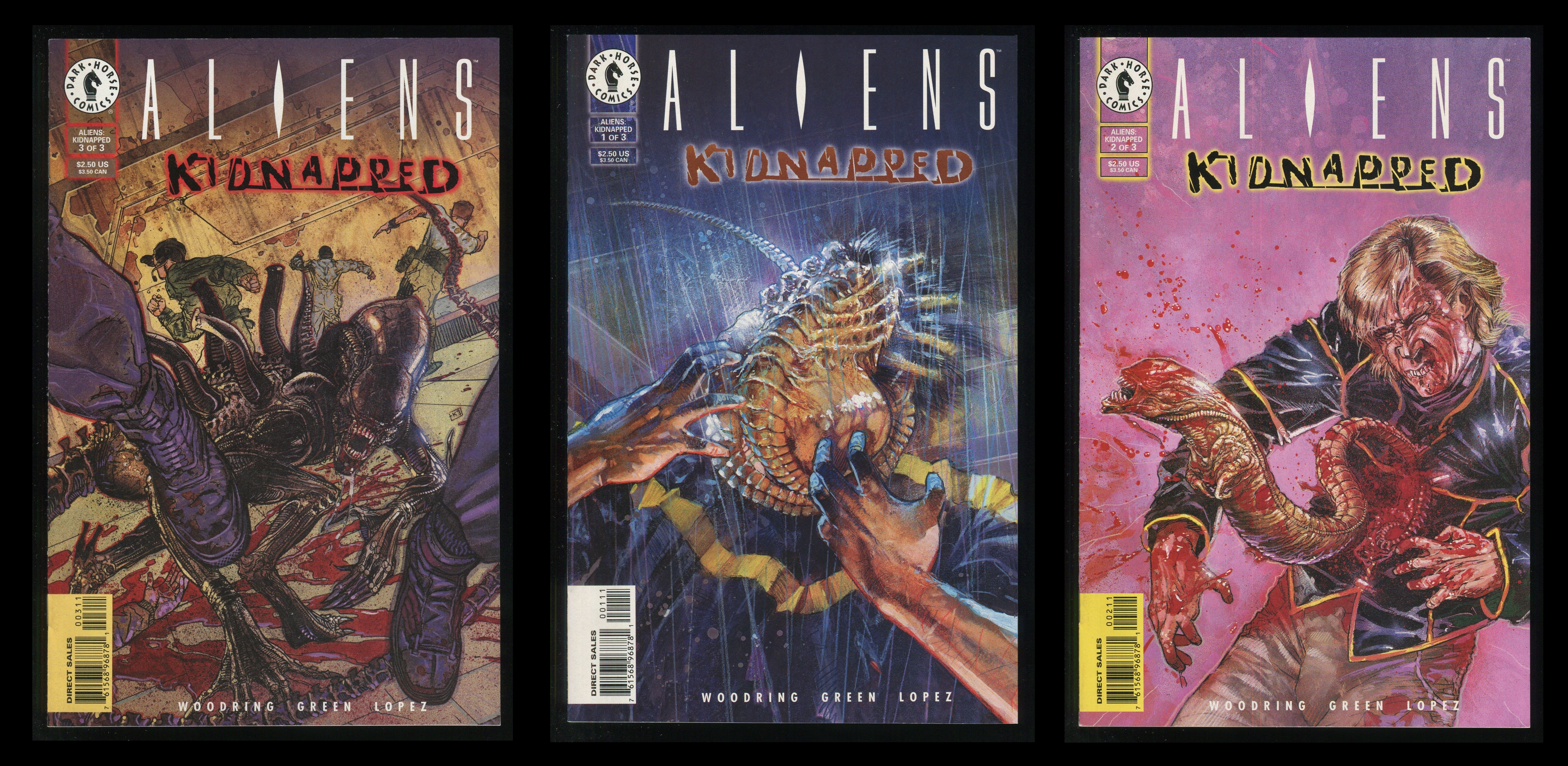 Aliens Kidnapped Comic Set 1-2-3 Lot Francisco Solano Lopez art Chestburster