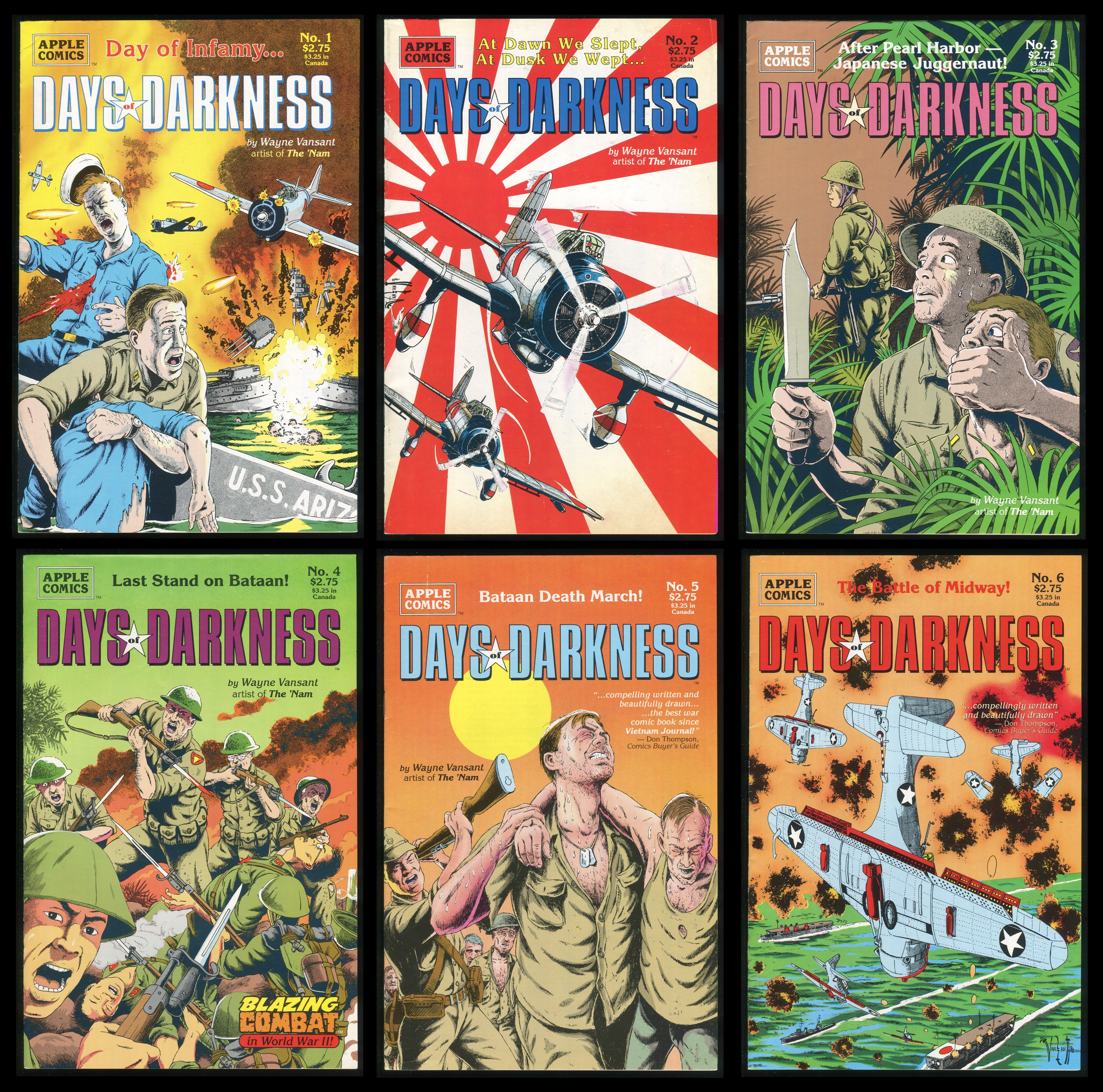Days of Darkness Comic Set 1-2-3-4-5-6 Lot World War 2 Pearl