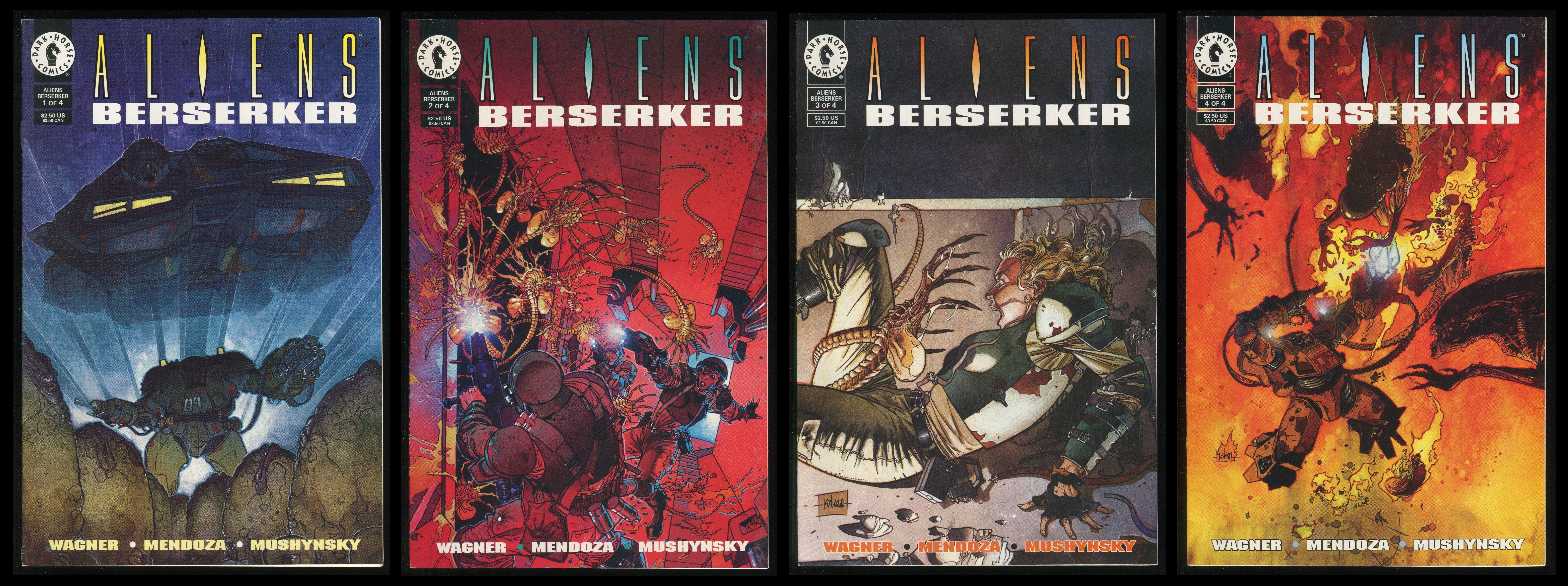 Aliens Berserker Comic Set 1-2-3-4 Lot Plunkett Mendoza art