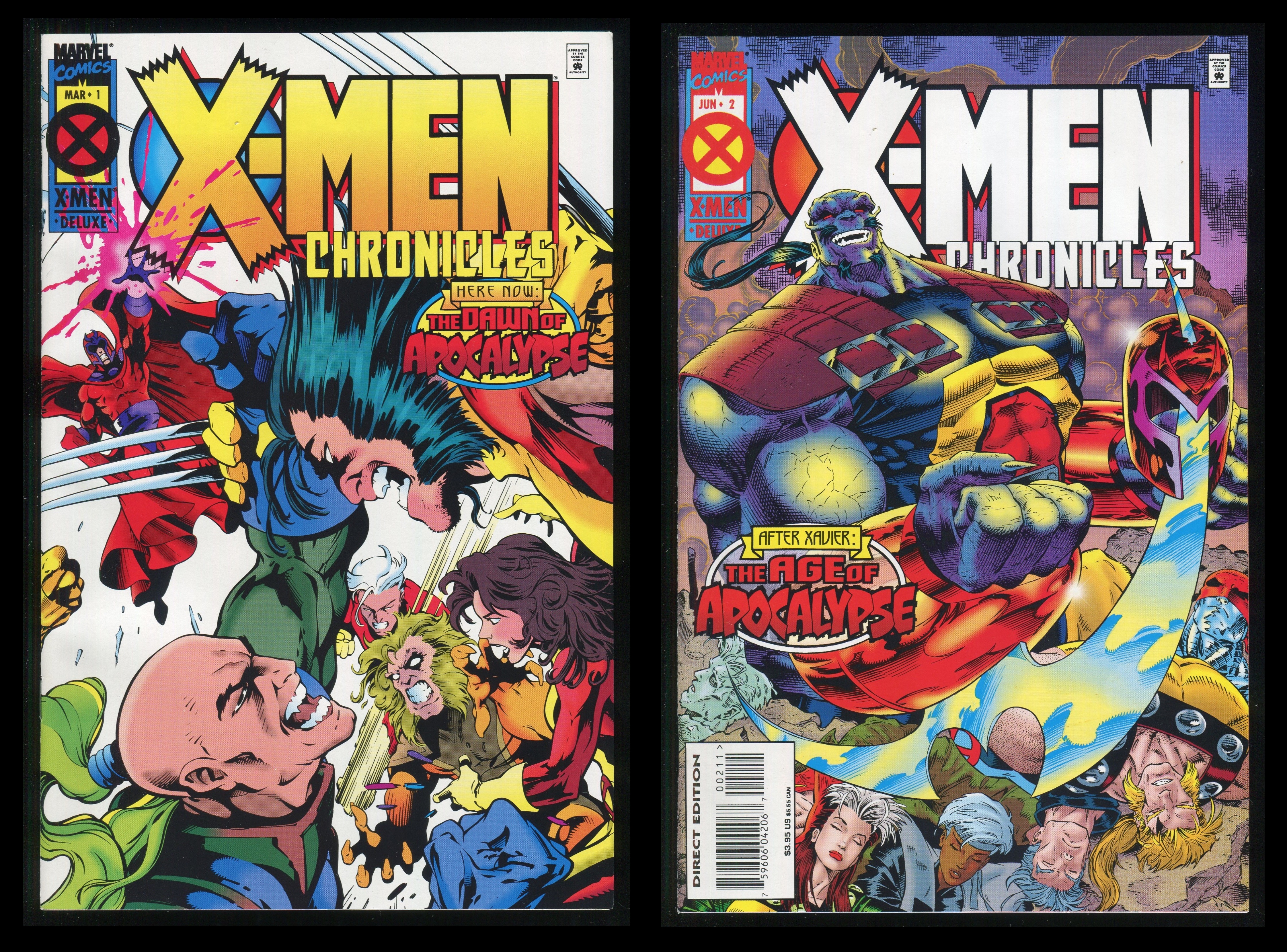 X-Men Chronicles Comic Set 1-2 Lot Marvel 1995 Age of Apocalypse