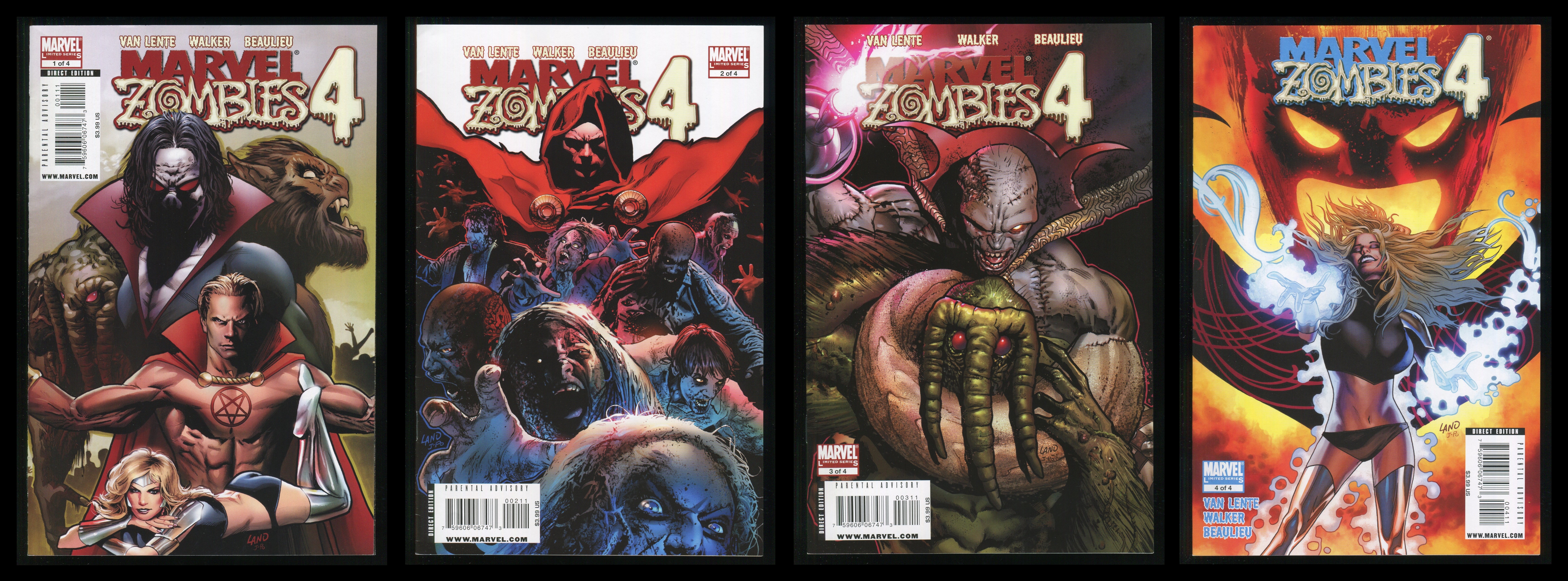 Marvel Zombies 4 Comic Set 1-2-3-4 Lot Werewolf by Night Man-Thing